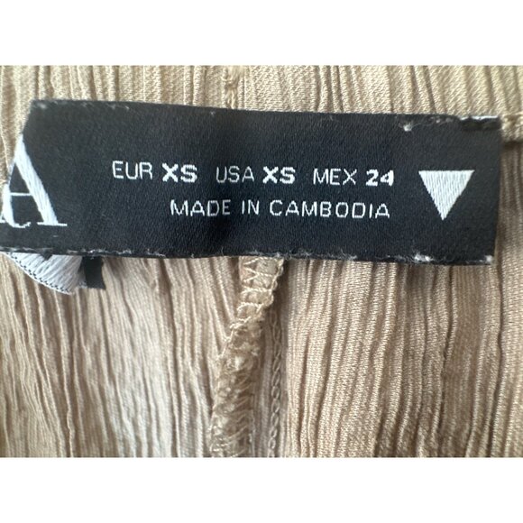 2/$30 ZARA XS Dark Beige Crinkle Textured Fabric Flowy Gauchos - Picture 4 of 15